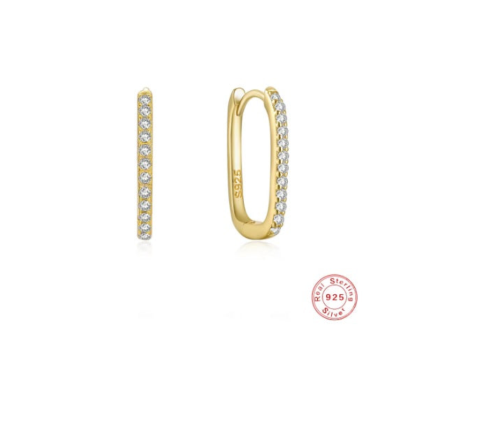 Square Huggie Hoop Earrings - 925 Sterling Silver Square Huggie Hoop Earrings - 925 Sterling Silver